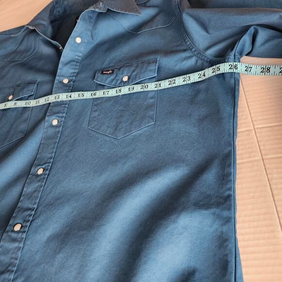 Wrangler Men's Pearl Snap Long Sleeve Button Up Western Shirt X-Large Blue - Picture 7 of 9